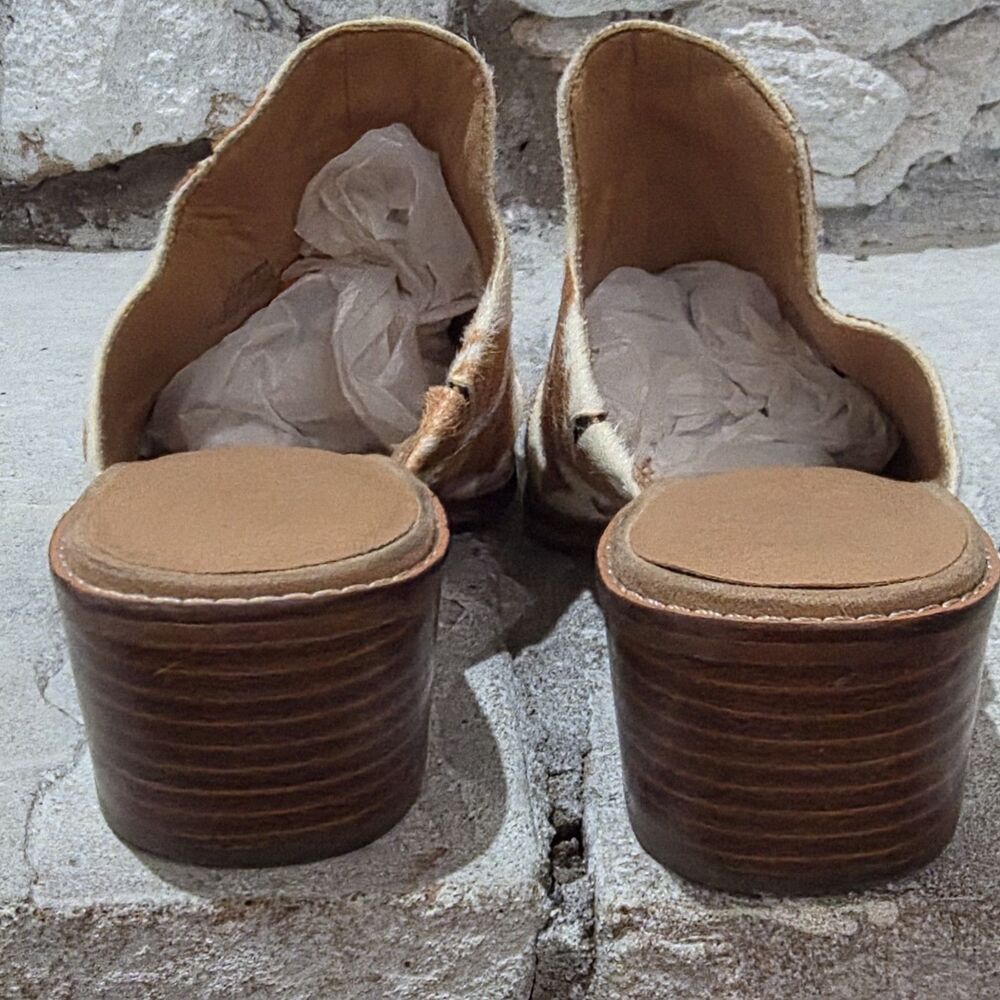 Crown Vintage Cow Hide Mules Festival Block Heel Cowgirl Slip On Women's Size 8 - Picture 5 of 9